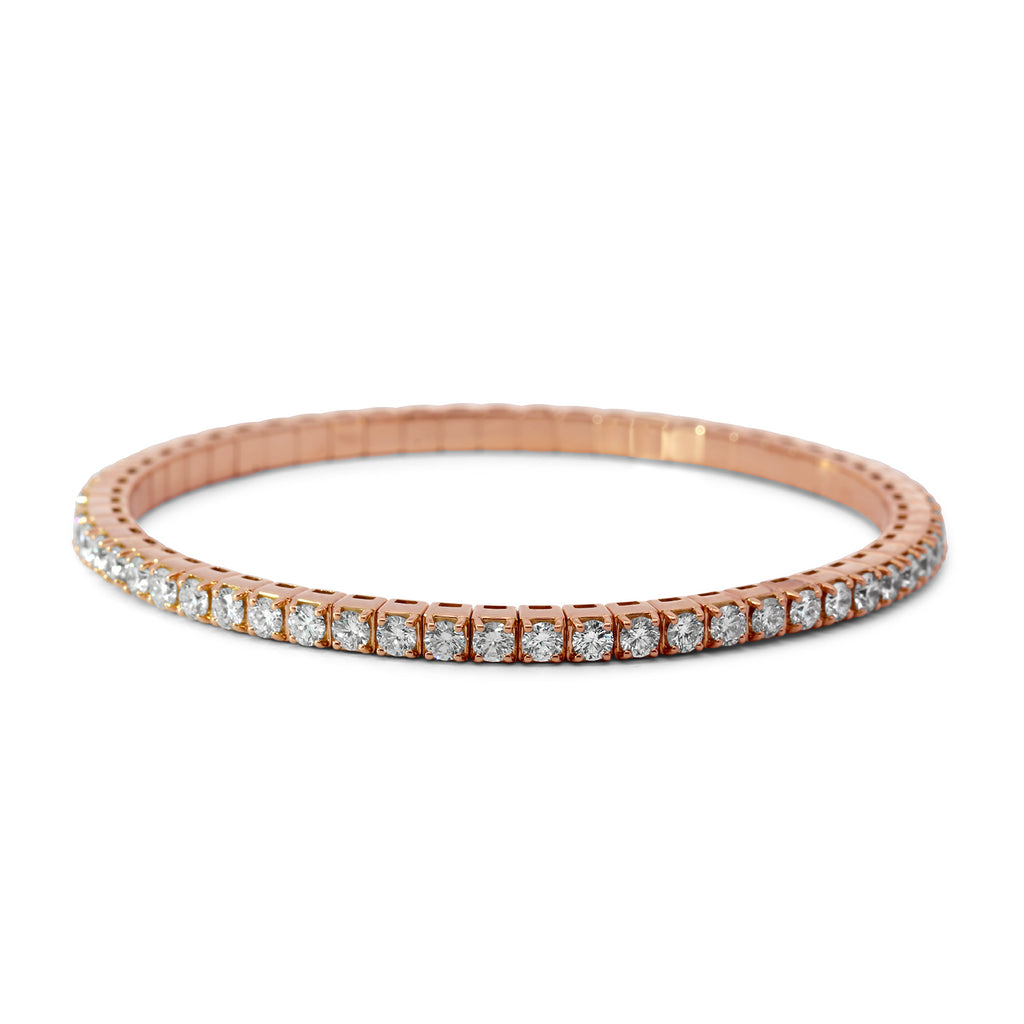 Photograph 1 of 18k Rose Gold 4.80ct Diamond Tennis Expandable Bracelet. Available on DESIGNYARD.com and in our Jewelry Store Dublin, Ireland.