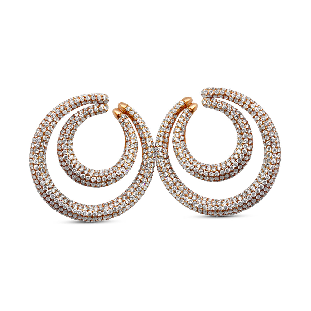 Photograph 1 of 18k Rose Gold Diamond Swirl Earrings. Available on DESIGNYARD.com and in our Jewellery Shop Dublin, Ireland.