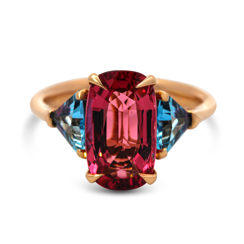 Photograph 4 of Ronan Campbell's 18k Rose Gold Fine Pink Tourmaline Aquamarine Ring. Available on DESIGNYARD.com and in our Jewellery Shop Dublin, Ireland.