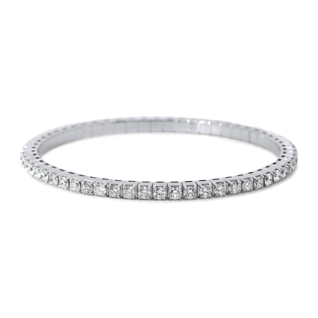 Photograph 1 of 18k White Gold 4.80ct Diamond Tennis Expandable Bracelet. Available on DESIGNYARD.com and in our Jewelry Store Dublin, Ireland.