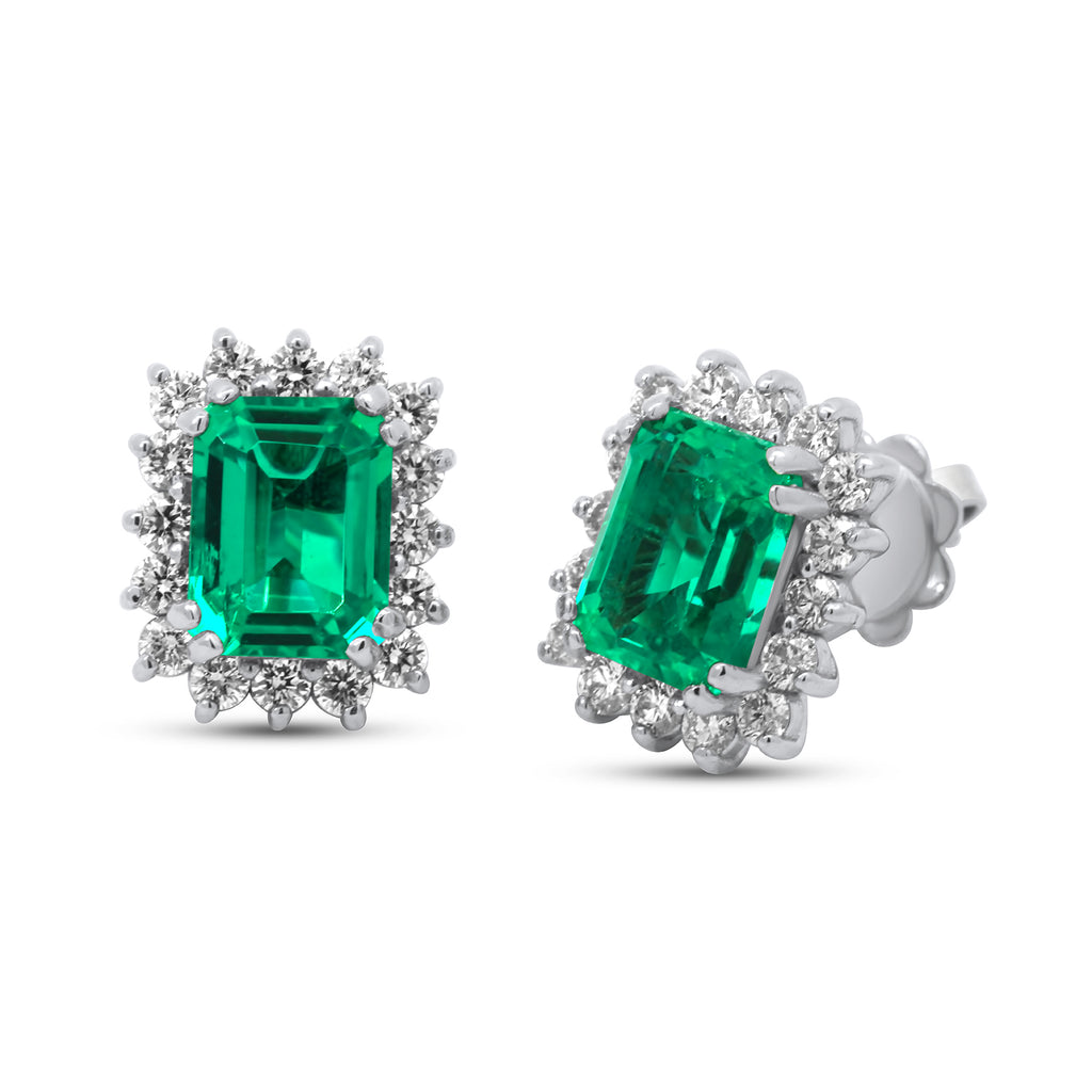 Photograph 1 of 18k White Gold Emerald Diamond Earrings. Available on DESIGNYARD.com and in our Jewelry Store Dublin, Ireland.