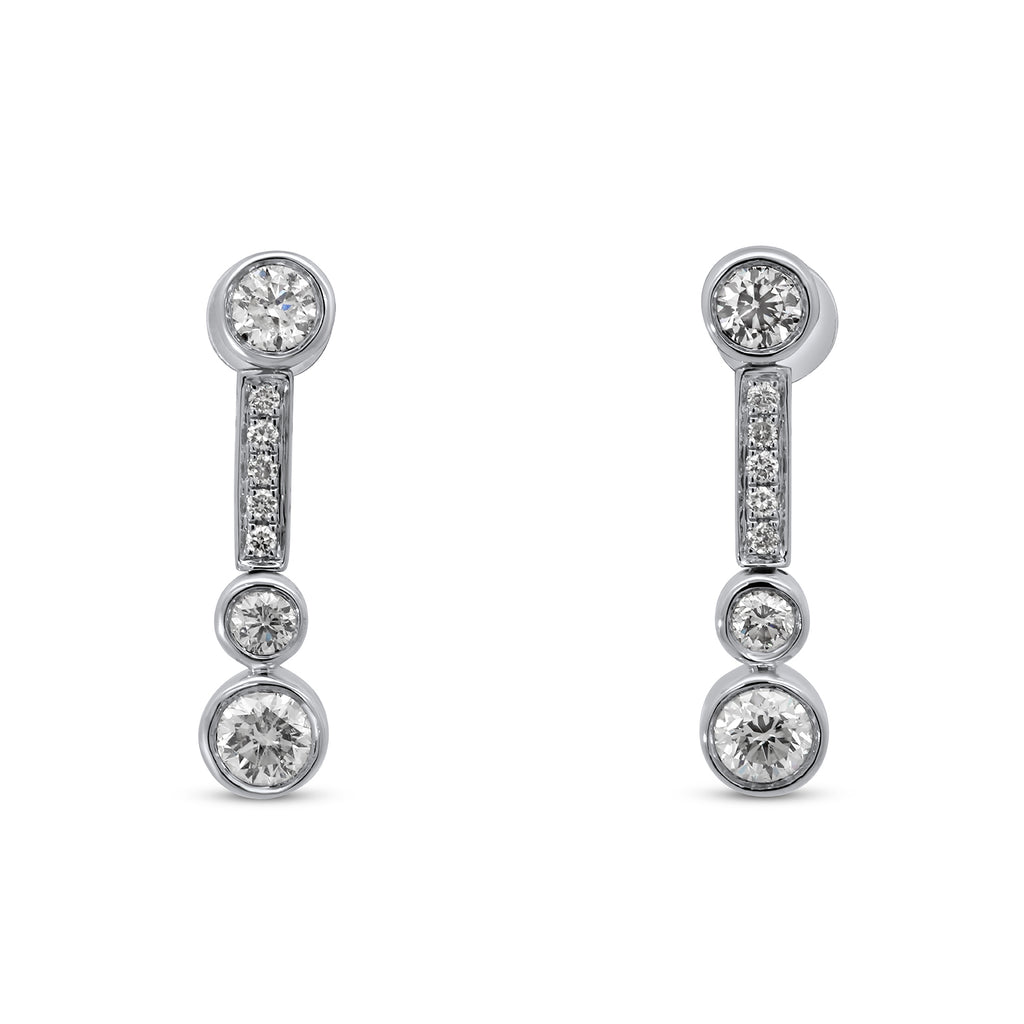 Photograph 1 of 18k White Gold Linea Diamond Drop Earrings. Available on DESIGNYARD.com and in our Jewelry Store Dublin, Ireland.