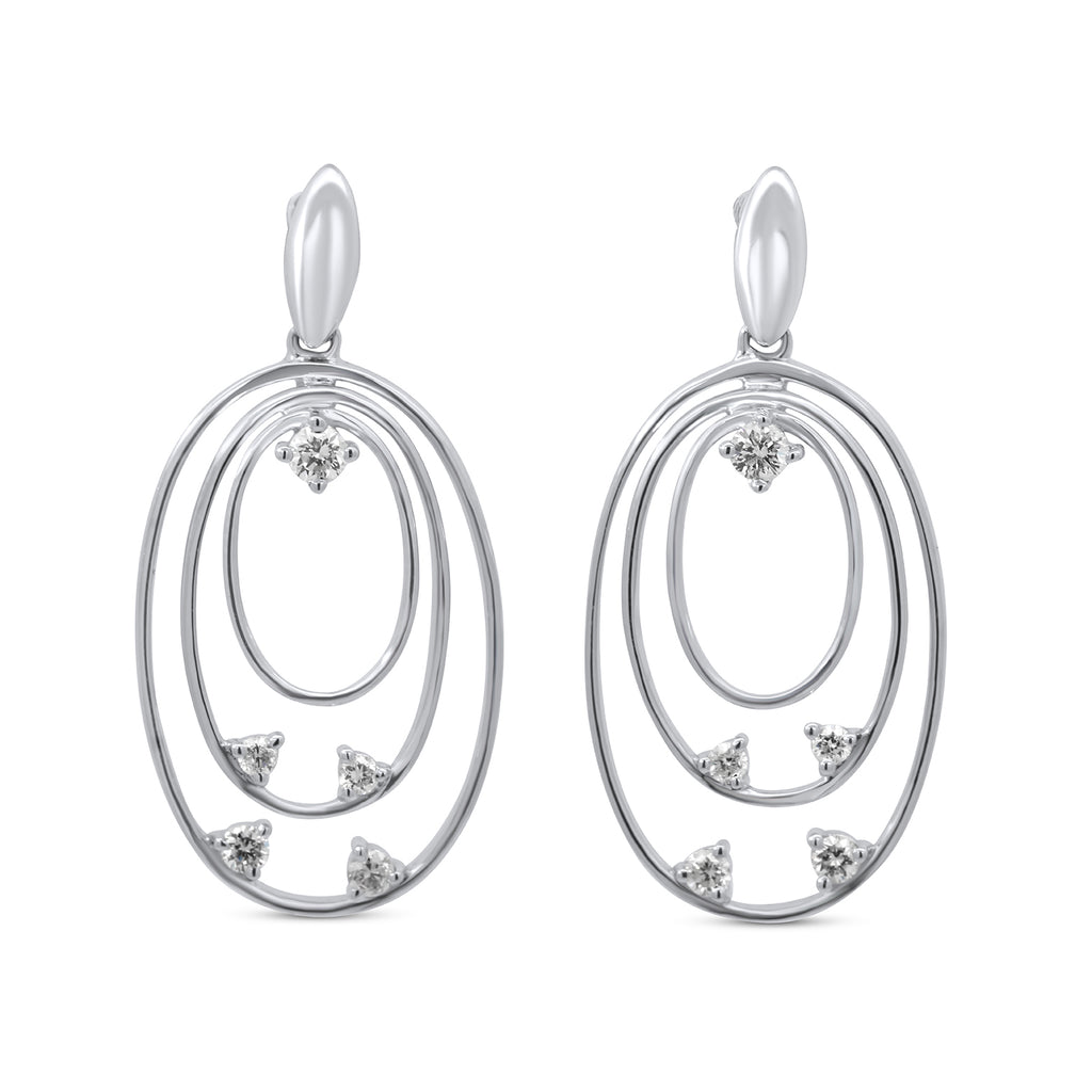 Photograph 1 of 18k White Gold Tria Ovata Diamond Drop Earrings. Available on DESIGNYARD.com and in our Jewellery Shop Dublin, Ireland.