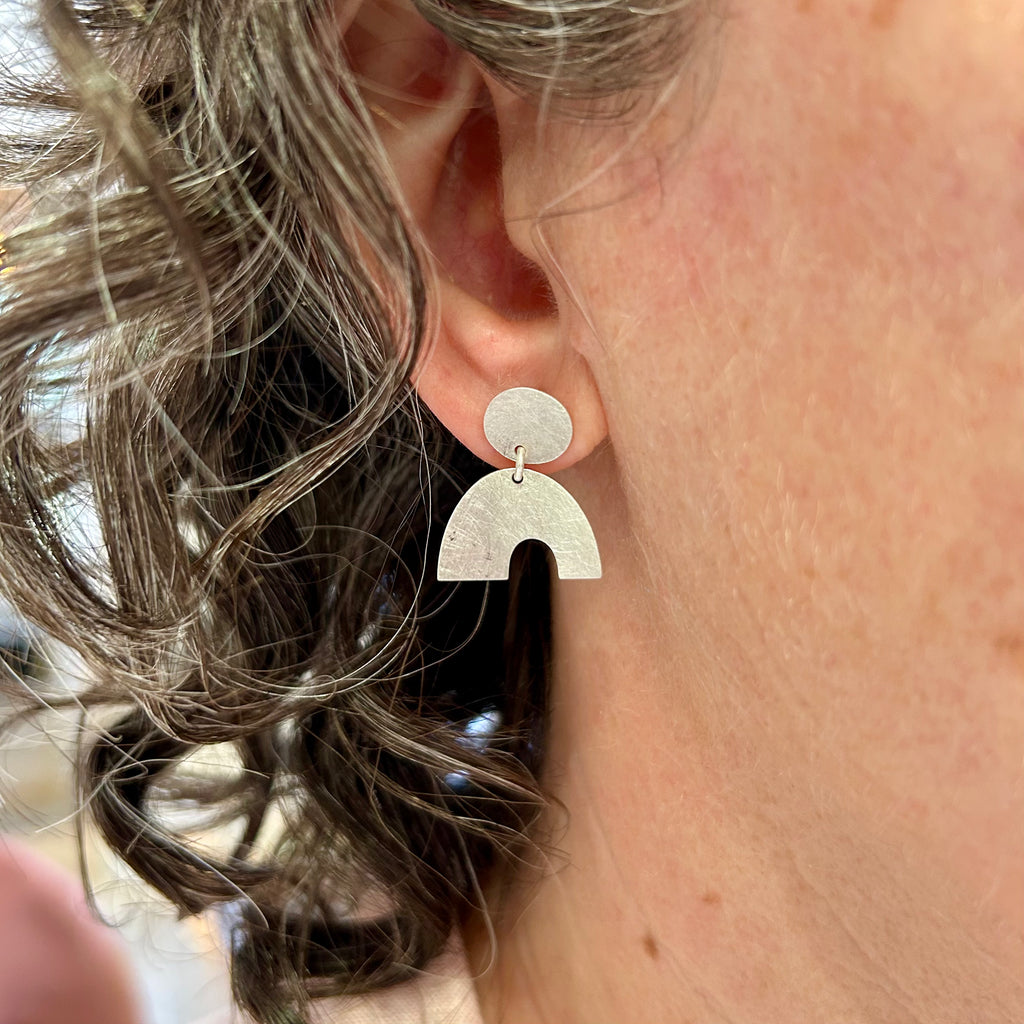 Photograph 3 of Louise O'Neill's Contemporary Sterling Silver Calder Earrings. Available on DESIGNYARD.com and in our Jewellery Shop Dublin, Ireland. Free Worldwide Shipping with DHL.