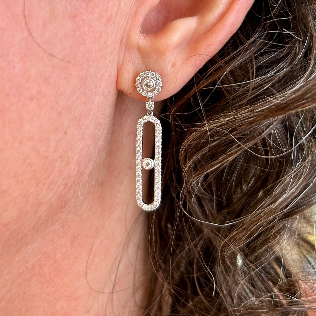 Photograph 3 of Contemporary 18k White Gold Tabula Diamond Drop Earrings. Available on DESIGNYARD.com and in our Jewelry Store Dublin, Ireland. Free Worldwide Shipping with DHL.