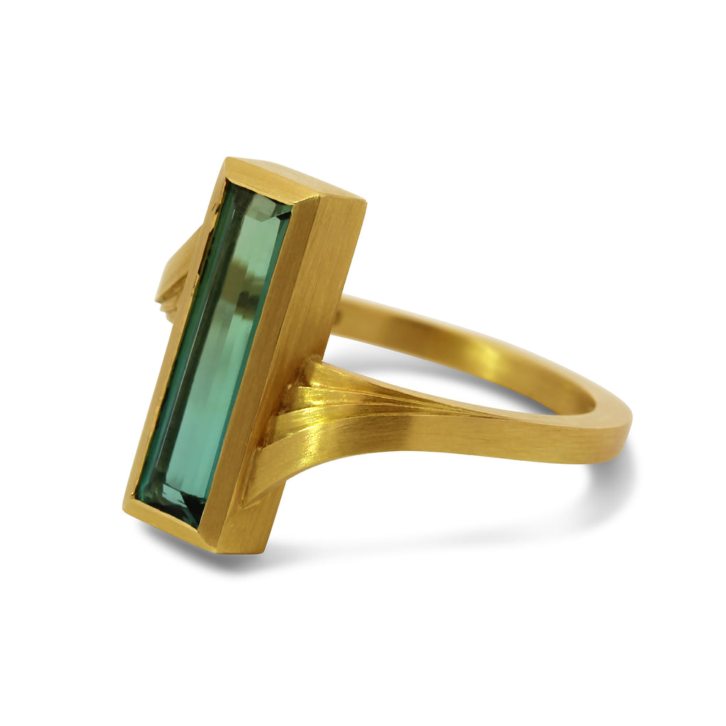 Photograph 3 of Bola Lyon's 18k Yellow Gold Bicolour Tourmaline Ring. Available on DESIGNYARD.com and in our Jewellery Shop Dublin, Ireland.