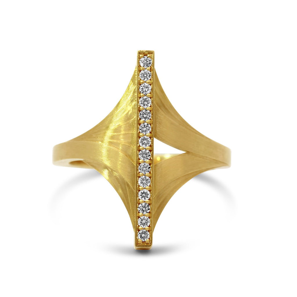 Photograph 6 of Bola Lyon's 18k Yellow Gold Diamond Span Statement Ring. Available on DESIGNYARD.com and in our Jewelry Store Dublin, Ireland.