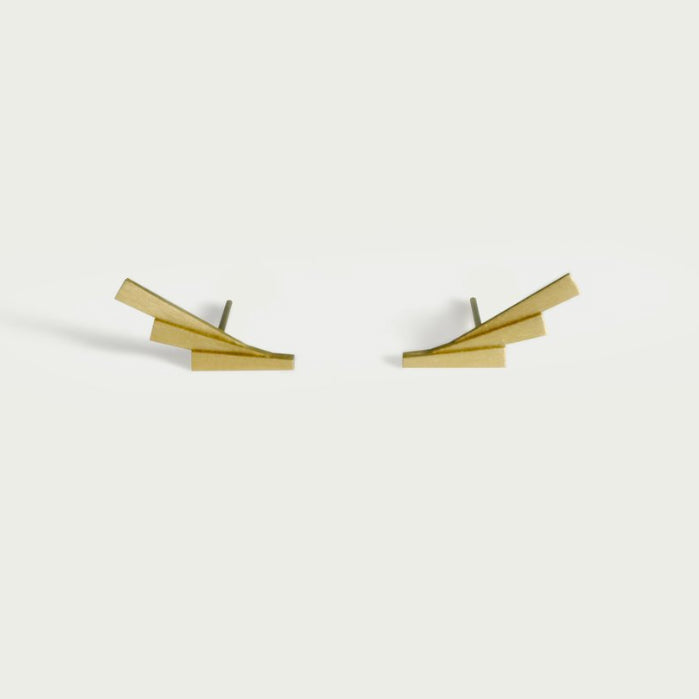 Photograph 1 of Bola Lyon's 18k Yellow Gold Fan Stud Earrings. Available on DESIGNYARD.com and in our Jewelry Store Dublin, Ireland.