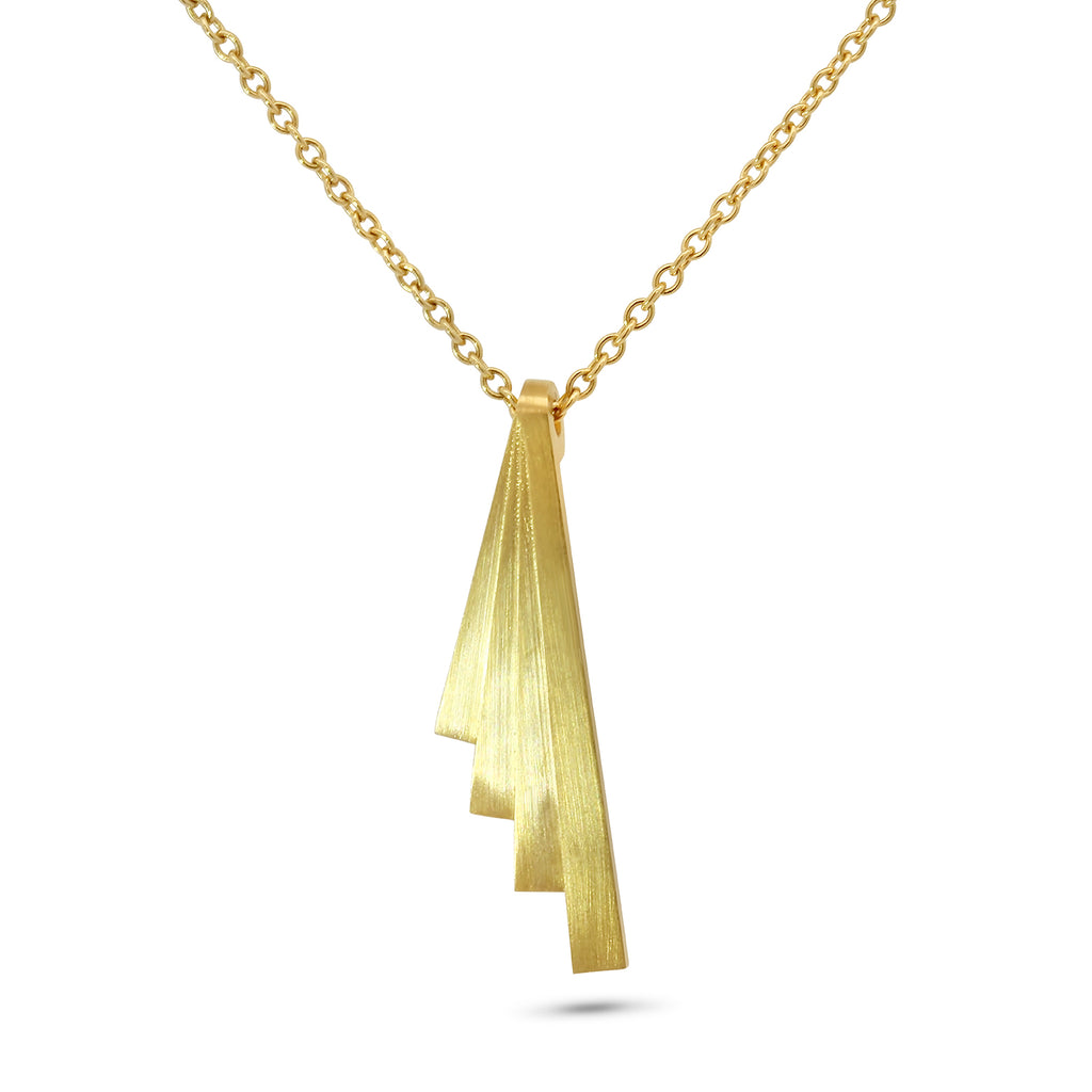 Photograph 1 of Bola Lyon's 18k Yellow Gold Fixed Fan Pendant. Available on DESIGNYARD.com and in our Jewellery Shop Dublin, Ireland.