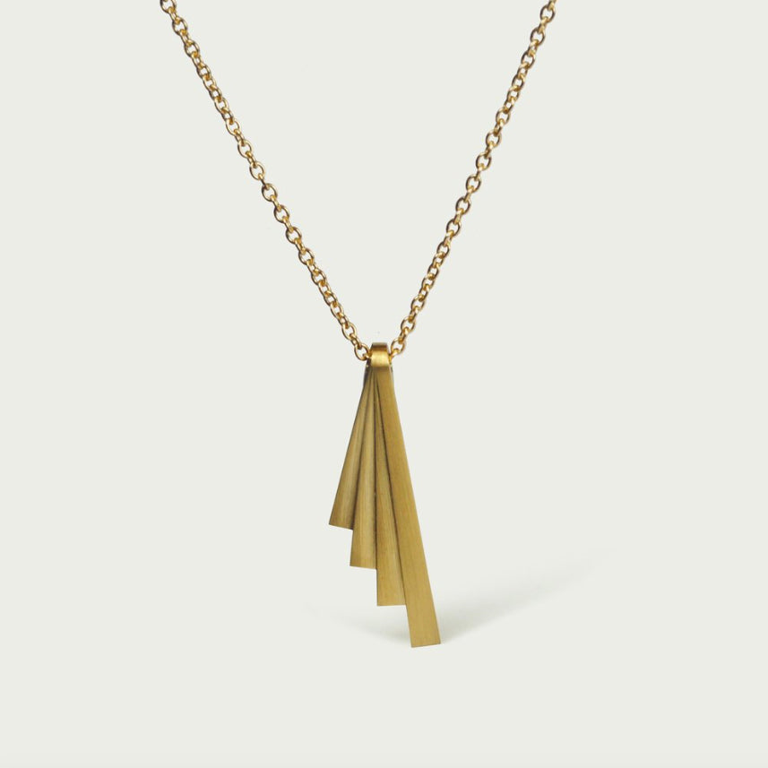 Photograph 1 of Bola Lyon's 18k Yellow Gold Fixed Fan Pendant. Available on DESIGNYARD.com and in our Jewellery Shop Dublin, Ireland.