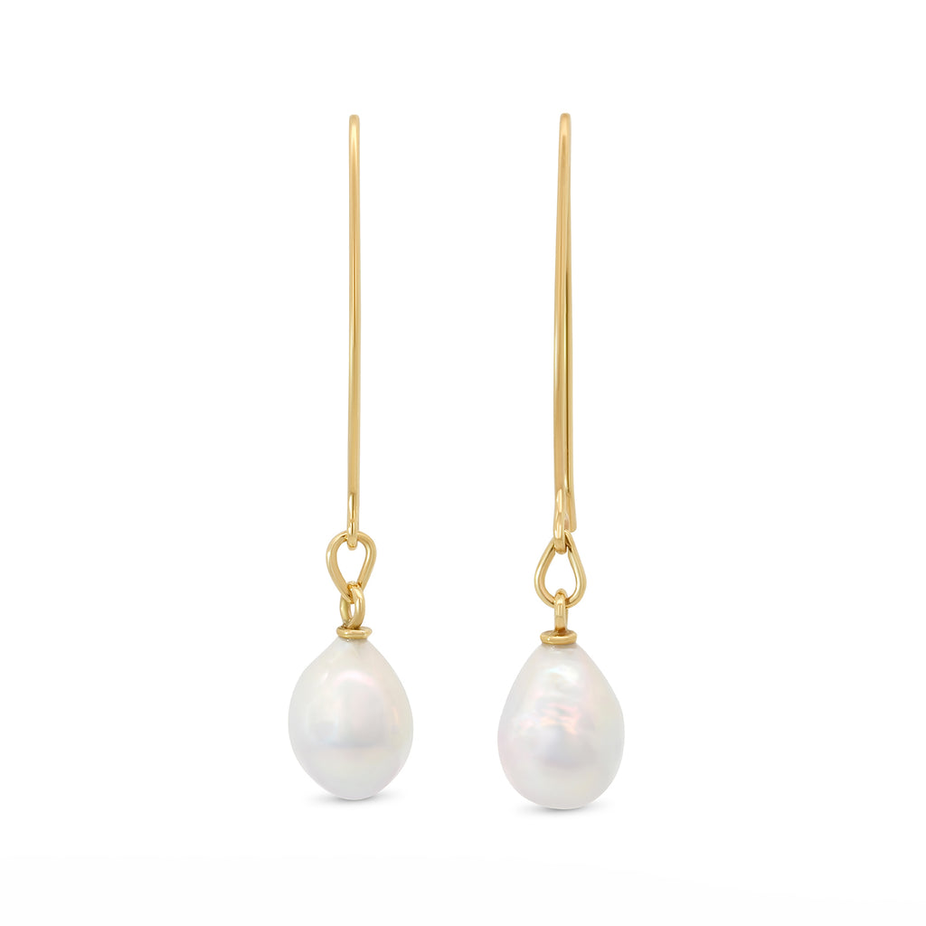 Photograph 1 of Cassie McCann's 9k Yellow Gold Baroque Pearl Earrings. Available on DESIGNYARD.com and in our Jewelry Store Dublin, Ireland.