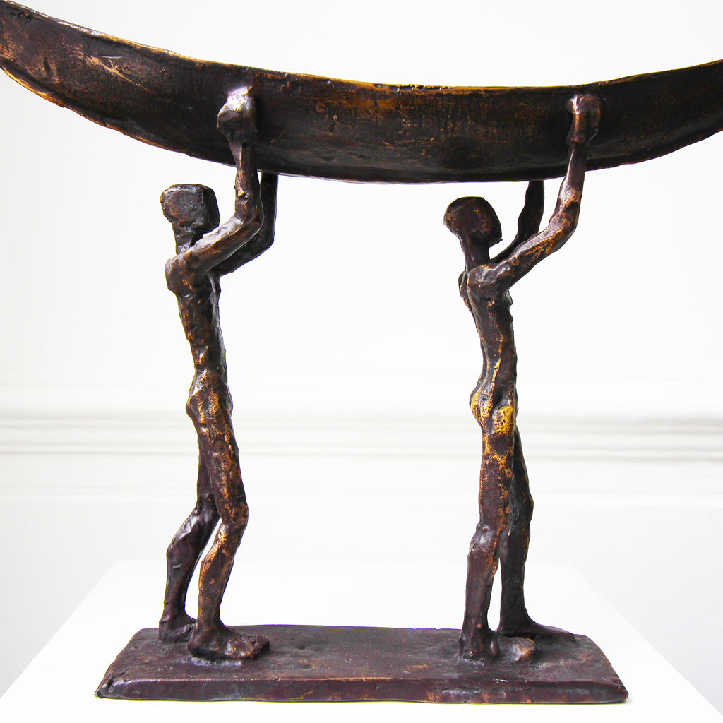 Photograph 2 of Clodagh Redden's Bronze Two Man Boat Sculpture. Available on DESIGNYARD.com and in our Gallery Dublin, Ireland.