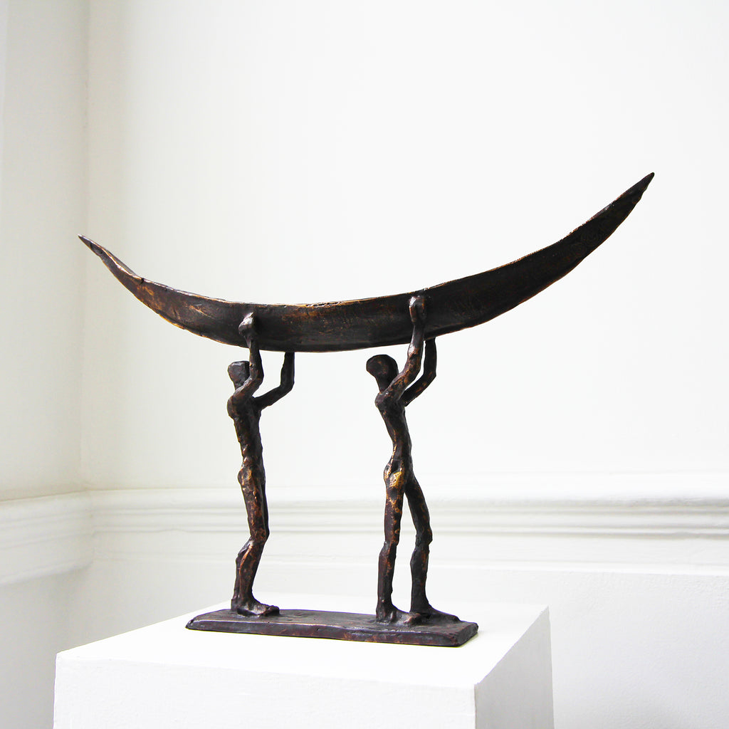 Photograph 1 of Clodagh Redden's Bronze Two Man Boat Sculpture. Available on DESIGNYARD.com and in our Gallery Dublin, Ireland.