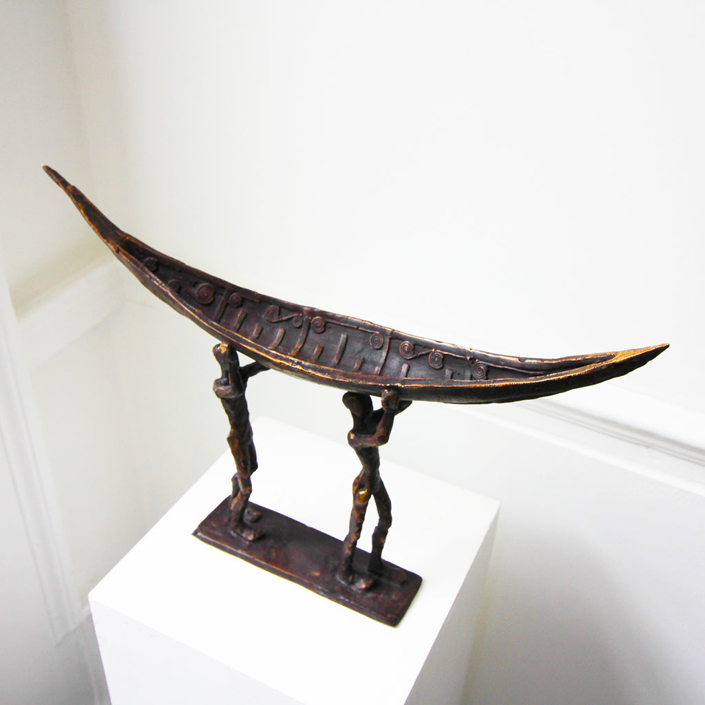 Photograph 3 of Clodagh Redden's Bronze Two Man Boat Sculpture. Available on DESIGNYARD.com and in our Gallery Dublin, Ireland.