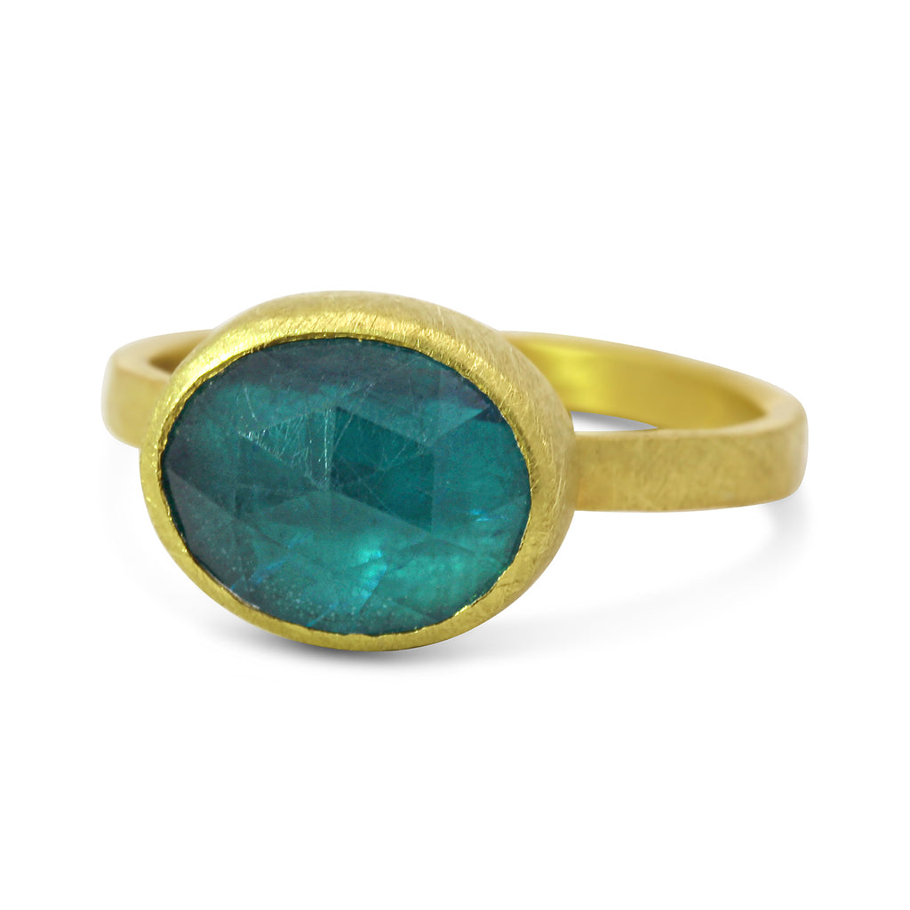 Photograph 1 of Daphne Krinos's 18k Yellow Gold Apatite Rock Crystal Ring. Available on DESIGNYARD.com and in our Jewellery Shop Dublin, Ireland.