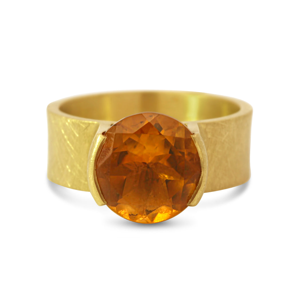 Photograph 1 of Daphne Krinos's 18k Yellow Gold Citrine Statement Ring. Available on DESIGNYARD.com and in our Jewellery Shop Dublin, Ireland.