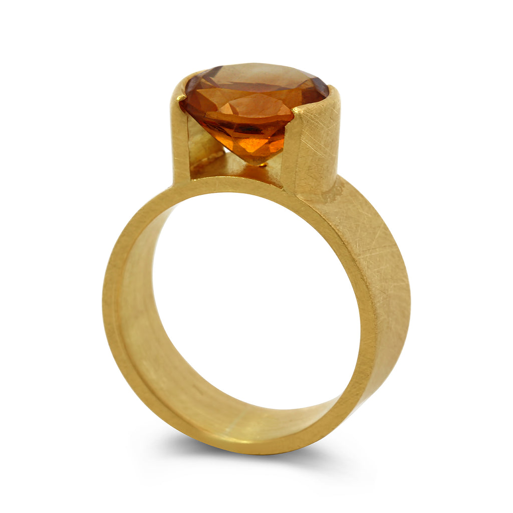 Photograph 2 of Daphne Krinos's 18k Yellow Gold Citrine Statement Ring. Available on DESIGNYARD.com and in our Jewellery Shop Dublin, Ireland.