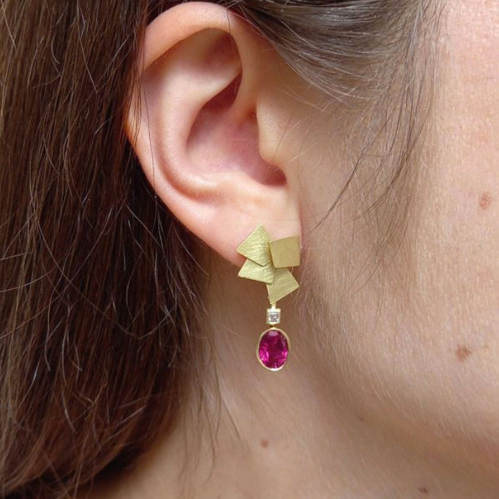 Photograph 2 of Daphne Krinos's 18k Yellow Gold Raspberries with Sugar Earrings. Available on DESIGNYARD.com and in our Jewellery Shop Dublin, Ireland.