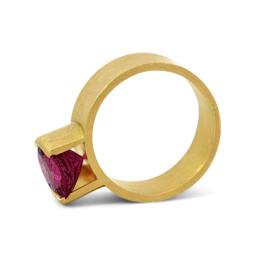 Photograph 3 of Daphne Krinos's Contemporary 18k Yellow Gold Rubellite Statement Ring. Available on DESIGNYARD.com and in our Jewellery Shop Dublin, Ireland. Free Worldwide Shipping with DHL.