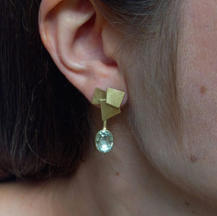 Photograph 2 of Daphne Krinos's 18k Yellow Gold Sunny Winter Earrings. Available on DESIGNYARD.com and in our Jewelry Store Dublin, Ireland.