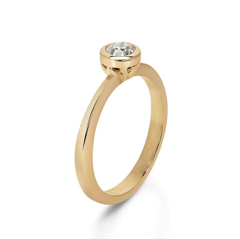 Photograph 2 of Flora Bhattachary's 18k Yellow Gold Padma Old Cut Diamond Engagement Ring. Available on DESIGNYARD.com and in our Jewelry Store Dublin, Ireland.