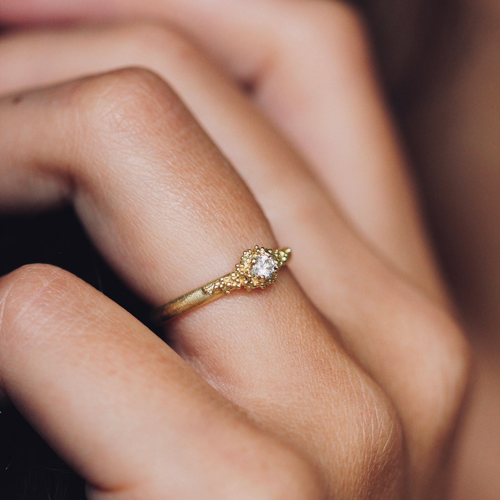 Photograph 2 of Hannah Bedford's 18k Yellow Gold Cluster Engagement Ring. Available on DESIGNYARD.com and in our Jewellery Shop Dublin, Ireland.