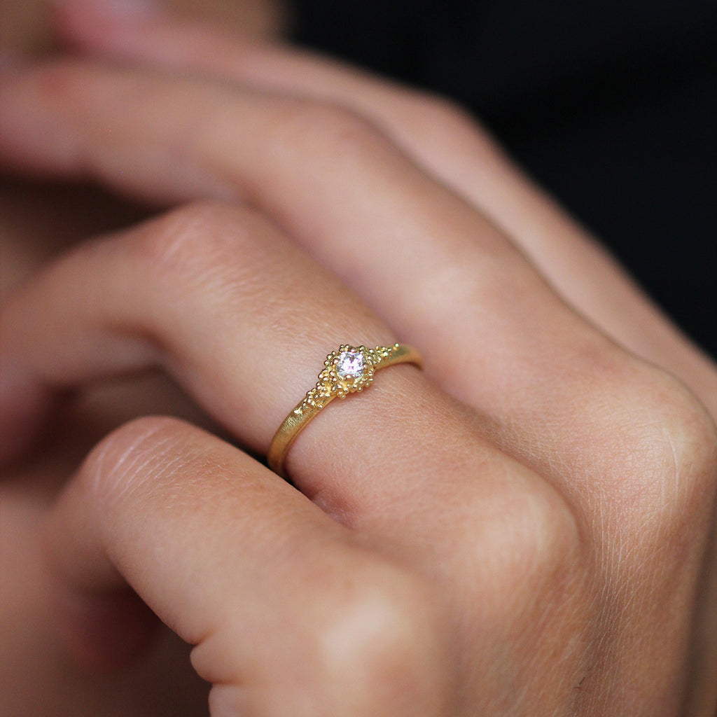 Photograph 3 of Hannah Bedford's 18k Yellow Gold Cluster Engagement Ring. Available on DESIGNYARD.com and in our Jewellery Shop Dublin, Ireland.