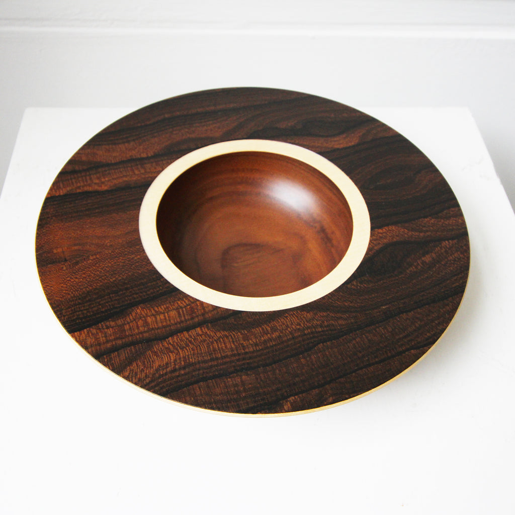 Photograph 3 of Mark Hanvey's Handmade Layered Walnut Bowl II. Available Exclusively on DESIGNYARD.com and in our Gallery Dublin, Ireland. Worldwide Shipping with DHL.