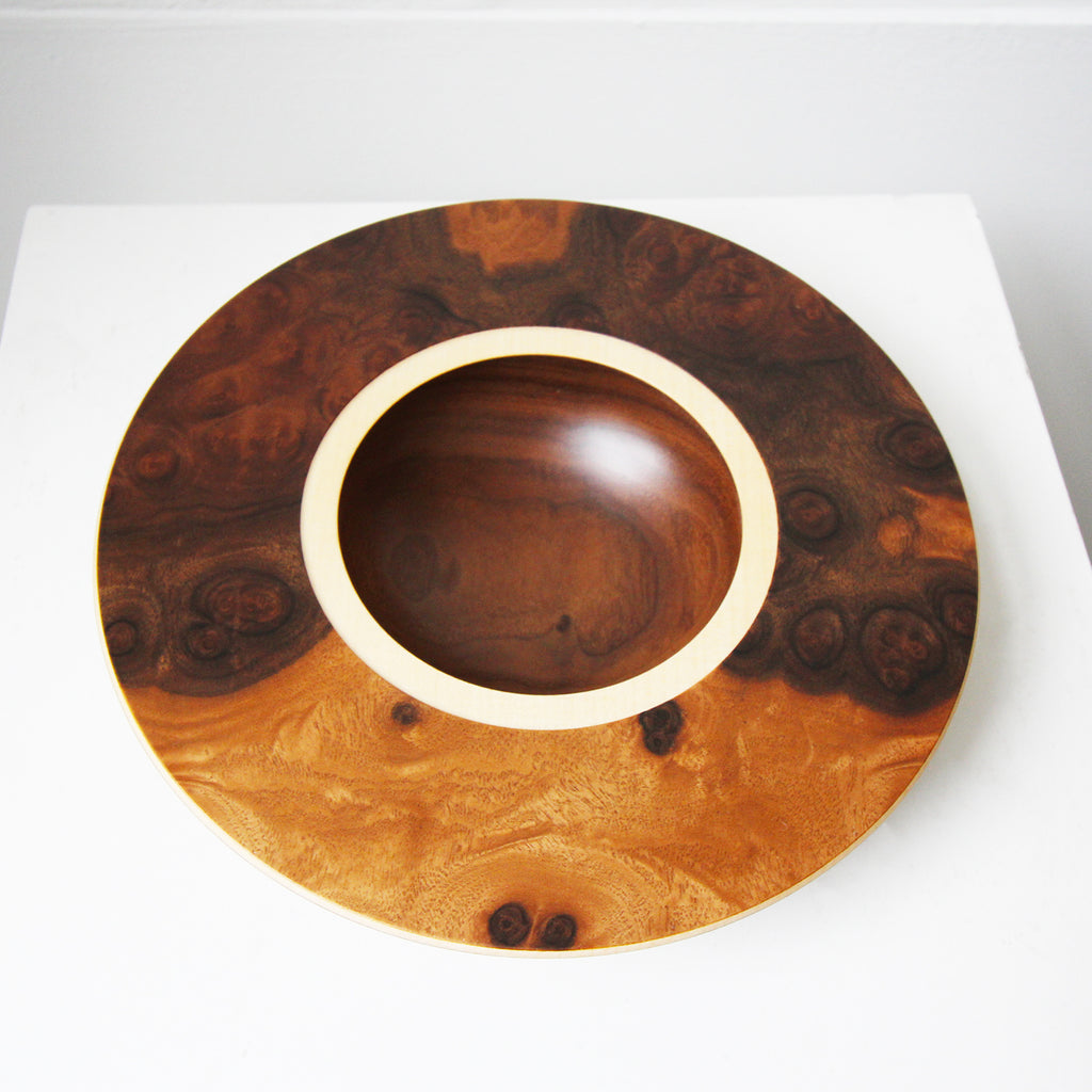 Photograph 1 of Mark Hanvey's Irish Handmade Layered Walnut Bowl III. Exclusively available on DESIGNYARD.com and in our Jewellery Gallery Dublin, Ireland. Worldwide Shipping with DHL.