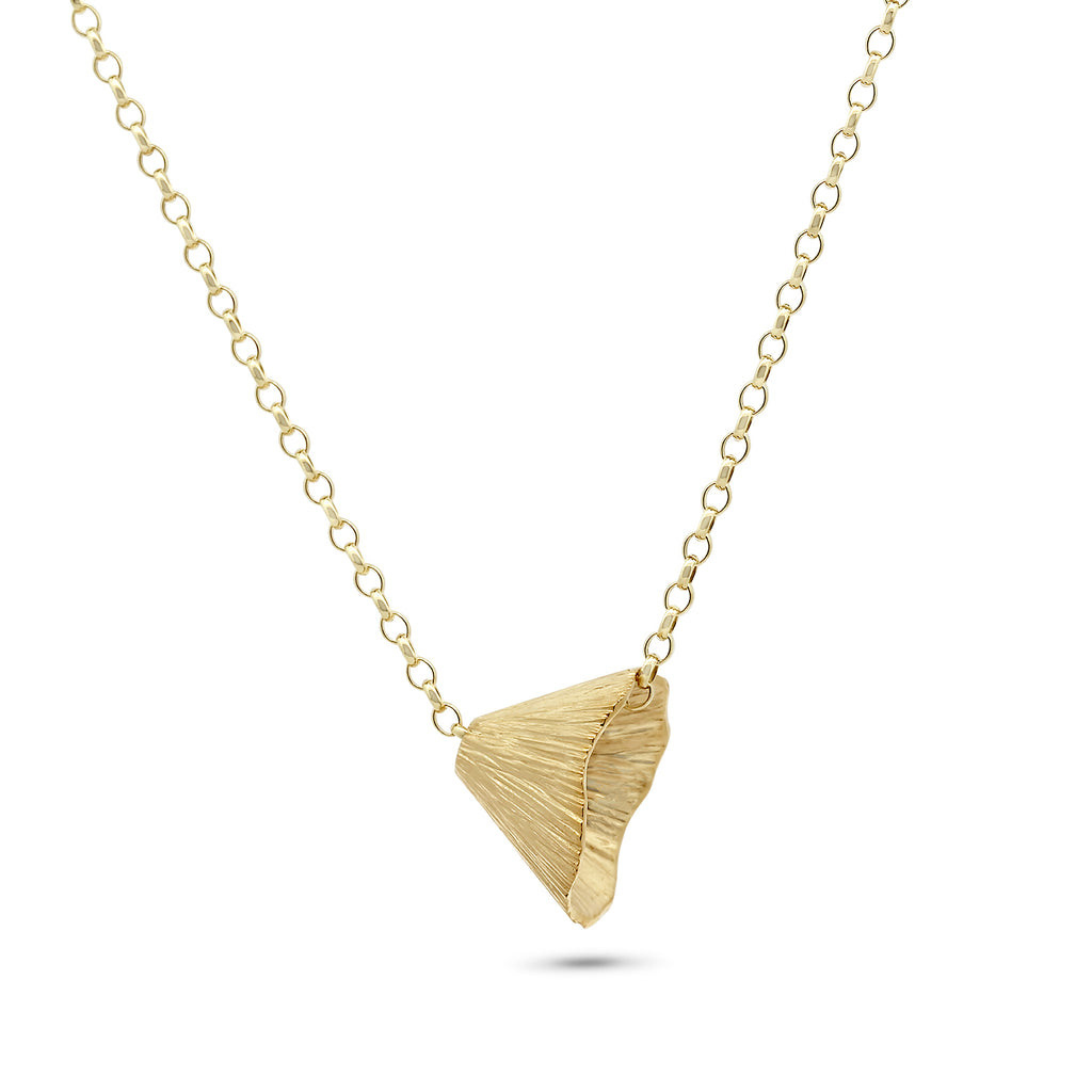 Photograph 1 of Martina Hamilton's 9k Yellow Gold Shell Cone Medium Pendant. Available on DESIGNYARD.com and in our Jewellery Shop Dublin, Ireland.