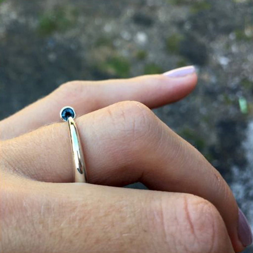 Photograph 2 of Paul Finch's Sterling Silver Tapered Blue Topaz Ring. Available on DESIGNYARD.com and in our Jewelry Store Dublin, Ireland.