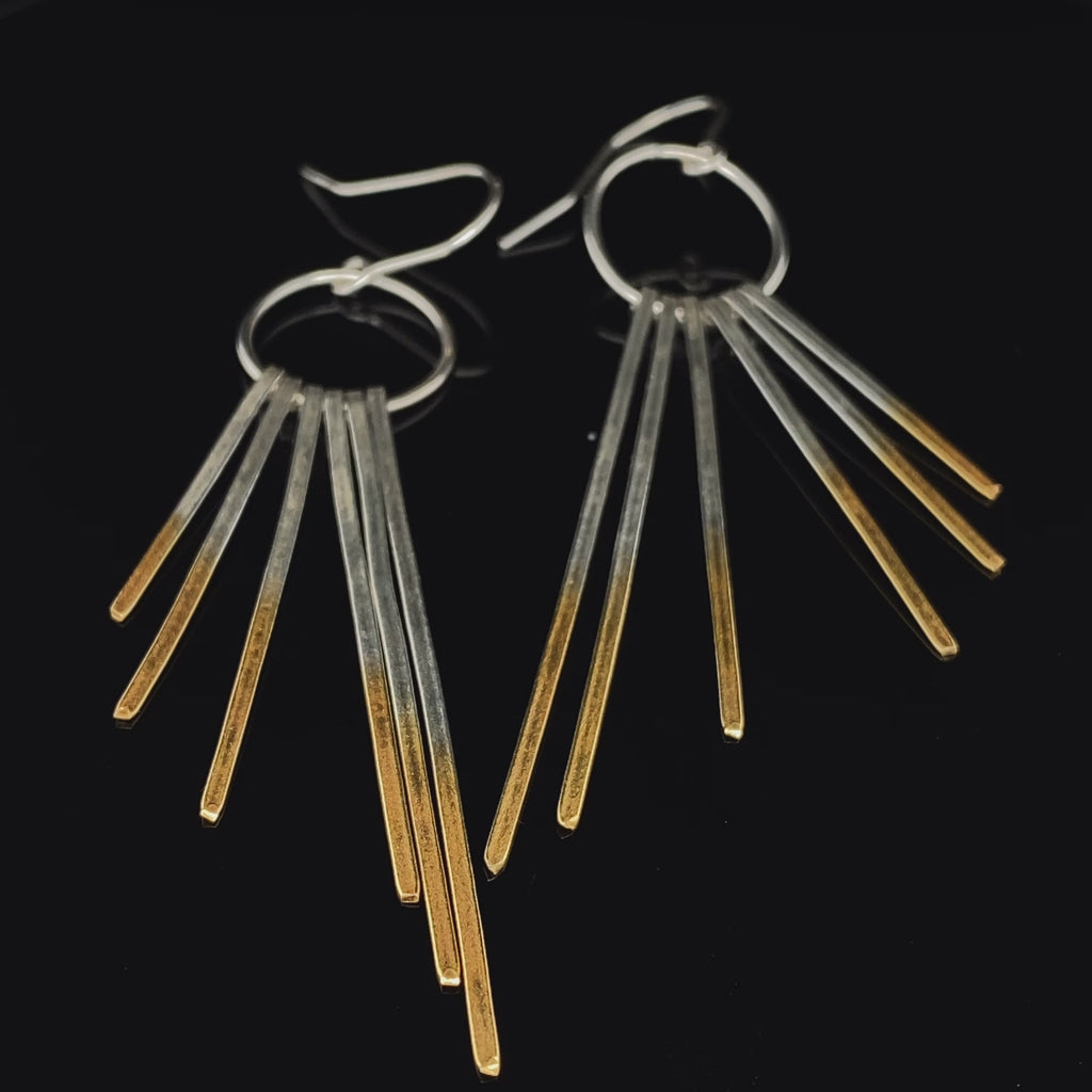 Kokkino - Shimmer One Ring Yellow Gold Plated Silver Earrings - DESIGNYARD, Dublin Ireland.