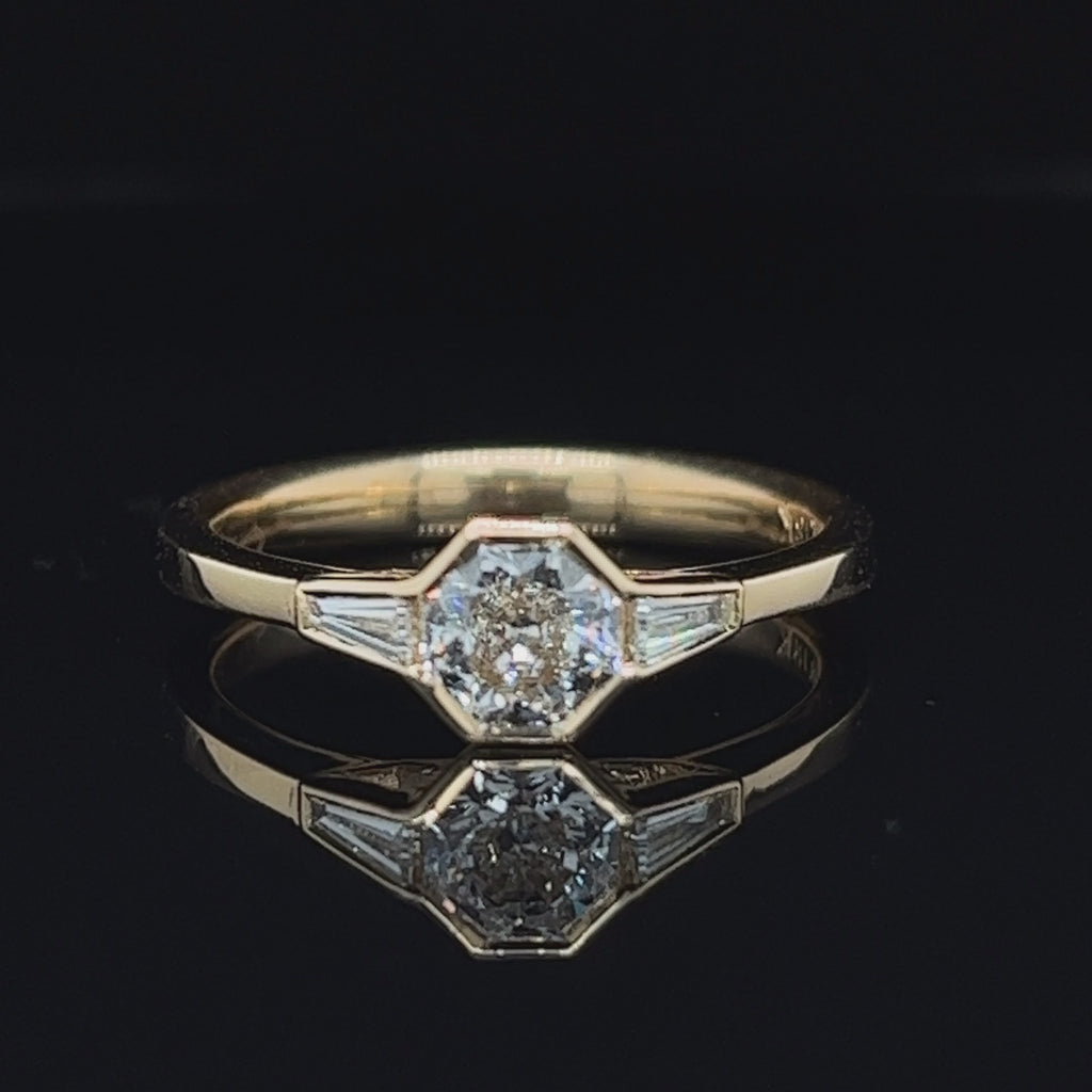 Ronan Campbell - 18k Yellow Gold Ocho Diamond Baguette Engagement Ring - DESIGNYARD, Dublin Ireland.