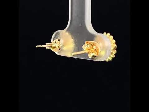 Video of Flora Bhattachary's 18k Yellow Gold Lotus Diamond Stud Earrings. Available on DESIGNYARD.com and in our Jewelry Store Dublin, Ireland.