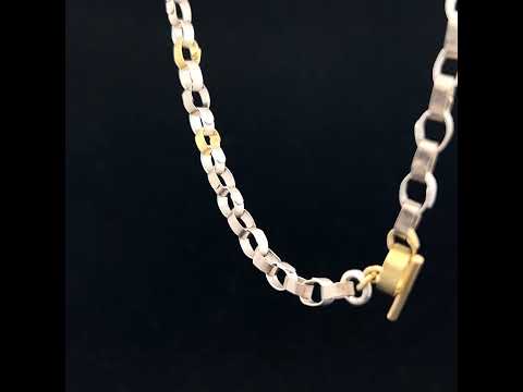 Video of Jean-Scott Moncrieff's Contemporary 18k Yellow White Silver Paper Chain Necklace. Available on DESIGNYARD.com and in our Jewellery Shop Dublin, Ireland. Free Worldwide Shipping with DHL.