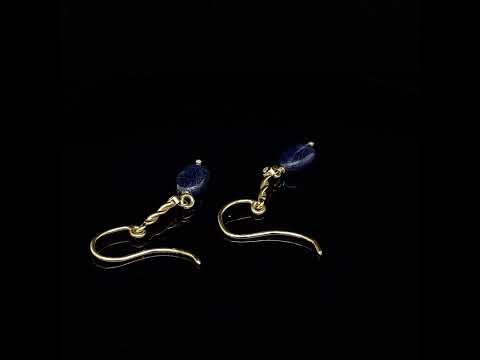 Video of Friederike Grace's Contemporary 18k Yellow Gold Sapphire Bead Diamond Drop Statement Earrings. Available on DESIGNYARD.com and in our Jewelry Store Dublin, Ireland.