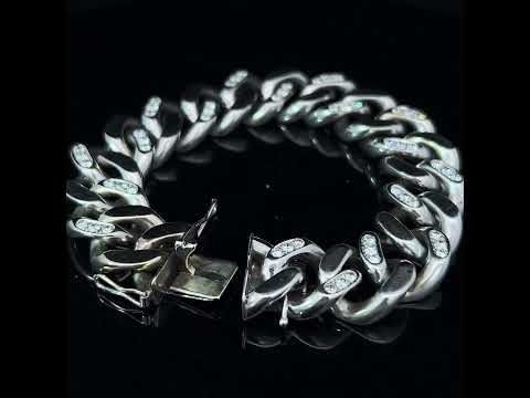 Video of 18k White Gold Diamond Set Curb Link Bracelet. Available on DESIGNYARD.com and in our Jewelry Store Dublin, Ireland.