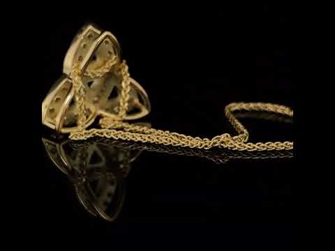 Video of 18k Fair Trade Yellow Gold Diamond Trinity Knot Pendant. Available on DESIGNYARD.com and in our Jewelry Store Dublin, Ireland.