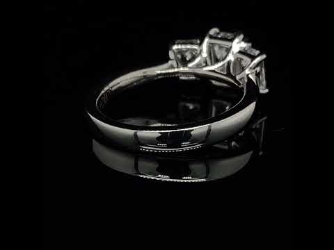 Video of Platinum Emerald Trilogia Natural Diamond Engagement Ring. Available on DESIGNYARD.com and in our Jewellery Shop Dublin, Ireland. Free Worldwide Shipping with DHL.