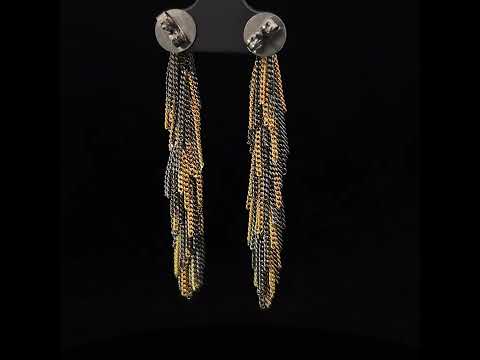 Video of Claudia Milic's Contemporary Silver Black Rhodium Gold Starlight Drop Earrings. Available on DESIGNYARD.com and in our jewellery shop Dublin Ireland