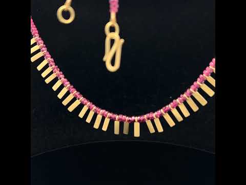 Video of Catherine Mannheim's 18k Yellow Gold Pink Tourmaline Flags Necklace. Available on DESIGNYARD.com and in our Jewellery Shop Dublin, Ireland.