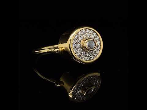 Video of Josephine Bergsøe's Contemporary 18K 22K Yellow Gold Oval Pave Diamond Statement Ring. Available on DESIGNYARD.com and in our Jewellery Shop Dublin, Ireland. Free Worldwide Shipping with DHL.