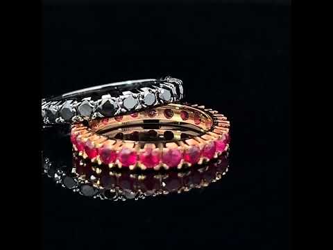 Video of 18k Rose Black Gold Ruby Black Diamond Circulus Eternity Rings. Available on DESIGNYARD.com and in our Jewellery Shop Dublin, Ireland.