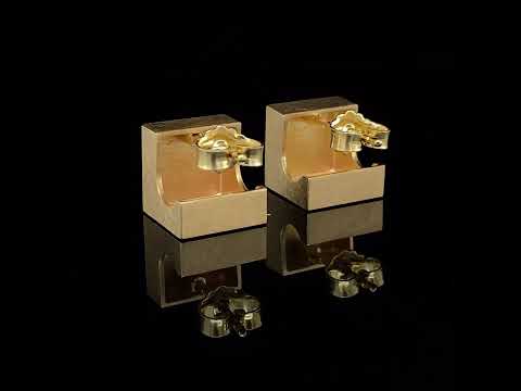 Cardillac - 14k Yellow Gold Cubed statement Earrings - DESIGNYARD contemporary jewellery Dublin Ireland.