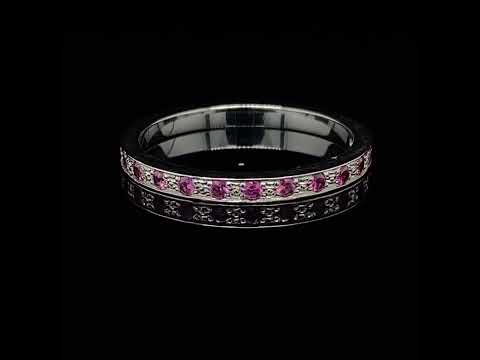 Andrew Geoghegan - 18k White Gold Pink Sapphire Eternity engagement Ring - DESIGNYARD contemporary jewellery Dublin Ireland.