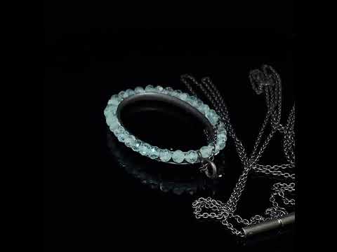 Video of Sophia Epp's Contemporary Oxidised Silver Oval Apatite Statement Necklace. Available on DESIGNYARD.com and in our Jewellery Shop Dublin, Ireland.