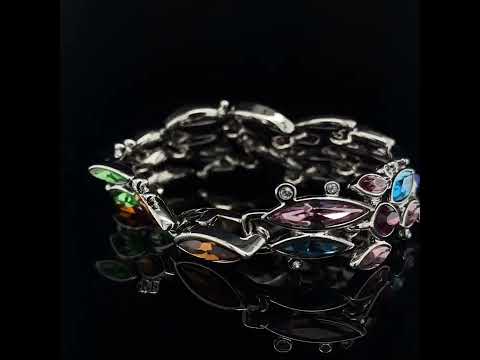 Video of Simon Harrison's Contemporary Aquarius Ombre Crystal Statement Bracelet. Available on DESIGNYARD.com and in our Jewellery Shop Dublin, Ireland. Free Worldwide Shipping with DHL.