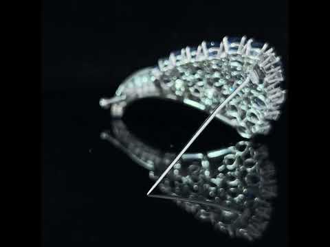 Video of Antique Platinum Sapphire Diamond Baguette Brooch. Available on DESIGNYARD.com and in our Jewelry Store Dublin, Ireland.