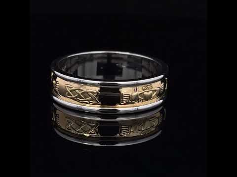 Video of 14k Gold Men's Claddagh Wedding Ring. Handmade in Ireland. Available on DESIGNYARD.com and in our Jewelry Store Dublin, Ireland.