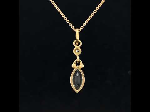 Video of Cassie McCann's 18k Yellow Gold Aquamarine Diamond Pendant. Available on DESIGNYARD.com and in our Jewellery Shop Dublin, Ireland.